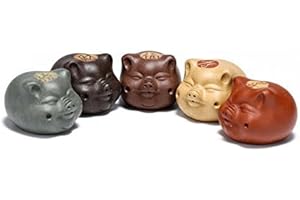 YXHUPOT Tetera, 5 unidades, diseño de cerdo fu, feliz prosperidad, buena suerte, decoración, regalo fengshui