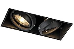 QAZQA Moderno Foco empotrado negro orientable sin molduras 2-luces - ONEON 2 Trimless Acero Rectangular Adecuado para LED Max. 2 x 50 Watt