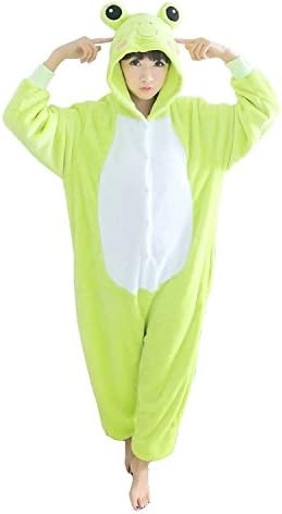 iKneu Costume Cosplay Homewear Lounge Wear Kigurumi Onesie Pajamas Jumpsuit (S For height:57"-61, Frog)