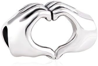 GW Love Heart in Your Hands Charm Bead 925 Sterling Silver fit European Charm Bracelets/Necklace/Best Gift for Mom/Daughter/Girlfriend/Wife …