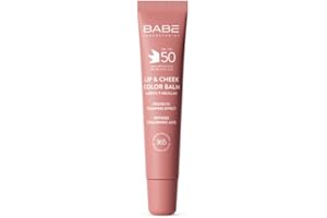 LABORATORIOS BABE Laboratorios Babé - LIP & CHEEK SPF 50 ROSA - Bálsamo Fotoprotector en Tono Rosa | Alta Protección Solar SPF 50 | Hidratación y Efecto Volumen Natural | Para Labios y Mejillas