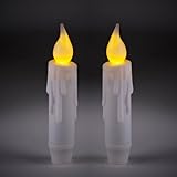 Flackernde LED Flamme Lights4fun 2er Set LED Tafelkerzen Timer 12cm Batterie
