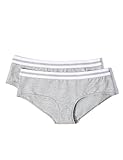 Breiter und elastischer Bund Iris & Lilly Hipster Damen aus Baumwolle Streifen 2er Pack, Grau (Grey/White), Medium