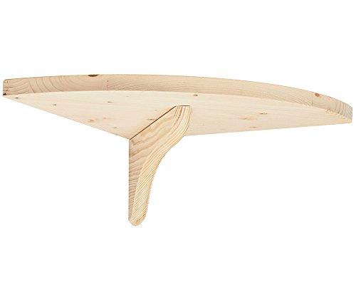 Eckregal / Wandregal CLASSIC | mit Massivholzkonsole | 40x40 cm - Leimholz natur