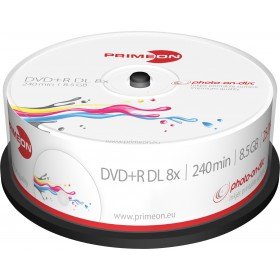 Primeon 2761252 DVD+R Rohlinge (8x Speed, 8.5GB, 240 Min, 25er Spindel)
