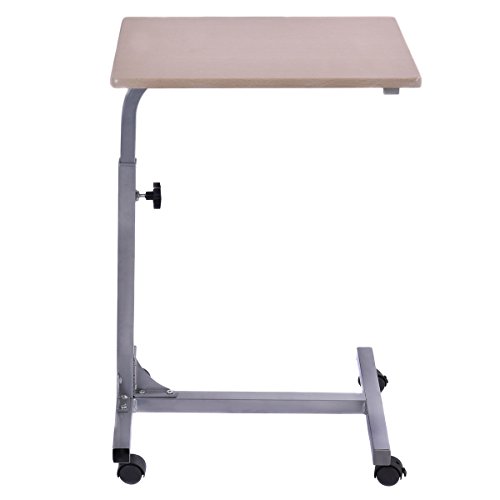 Goplus Laptoptisch höhenverstellbar Rolltisch Betttisch Notebooktisch Beistelltisch Pflege mit Bremsen - 4