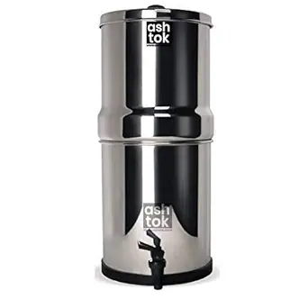 Ashtok Gravity ECO Water Filter and Purifier Combined 304-Grade Stainless Steel, Kills 99.99% Bacteria (Includes 3 Spirit Ceramic Cartridges), 24 litres