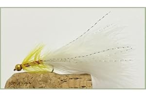 TROUTFLIES UK LURE FLIES 12 pack of Goldhead Dancer - White/Yellow - Lures Fishing Flies. Size 10