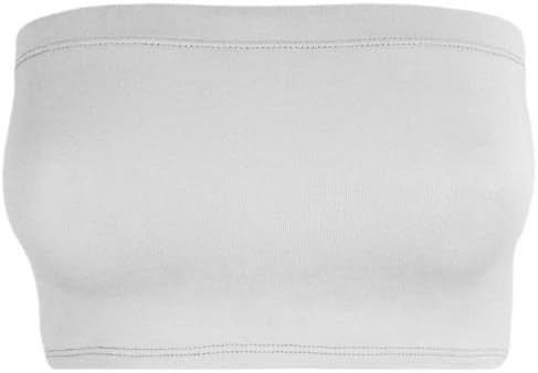 Ladies Plain Boob Tube Bra Ladies Bandeau Crop Bra (S/M (UK 8/10), White)