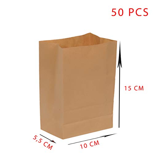 Fast Pack Sachet Kraft - Sac Papier - Sac Alimantaire - Pochette Kraft -%100 Recyclable (10 * 5,5 * 15 cm 50pcs)