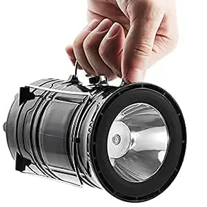 Sakar Rechargeable Solar and Charging LED Lantern Light, Portable Camping and Home Emergency Lights with 2 Power Sources Light Travel Battery Lantern Lamp Torch (1 Pic).