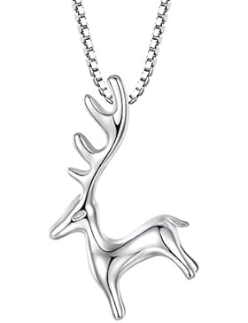 Arco Iris Schmuck Sterling Silber Weihnachten Rentiere Anhänger Halskette, mit Venezianierkette 46cm