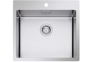 Lavello cucina Plados SR5500 in acciaio inox satinato a una vasca per installazione Filotop