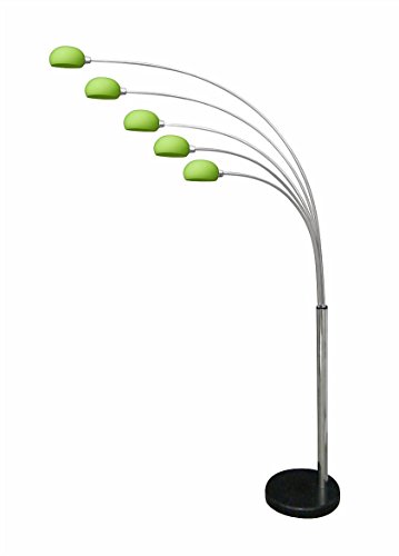 Tokyo Floor Lamp - 5 Retro Style Arched Arms - Shade Colour : Green - Lighting