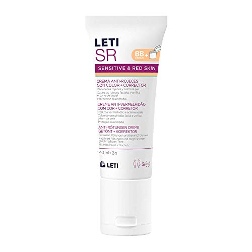 Leti SR - Crema tintada antienrojecimiento BB + corrector, 40 ml