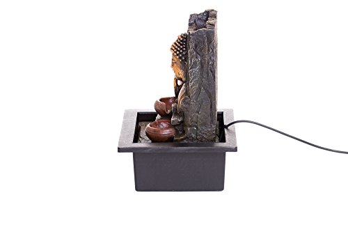 Buddha Hand Gestures Indoor Fountain By ZENINFLUX- Polyresin Water Fountain With Lighting System- Electric Pump- Easy Installation- Relaxing & Calming- Soothing & Ambient Effect- Size:L21xW17xH25cm