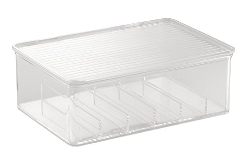 mDesign Clear Storage Box with 6 Compartments – Makeup Box with Lid for use as Cosmetics Storage or as a Makeup Organiser – Storage for All Bathroom Accessories – Transparent - 3