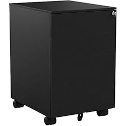 SONGMICS Caisson de Bureau à roulettes avec 3 Tiroirs et Classeur Suspendu, Armoire de Bureau Verrouillable pour Dossiers et Documents, Corps d'armoire prémonté, Noir OFC60BK