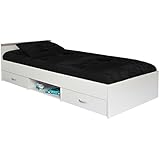 Funktionsbett 90*200 cm wei&szlig; mit 2 Bettk&auml;sten + offenes Fach Kinderbett Jugendbett Jugendliege Bettliege Bett Jugendzimmer Kinderzimmer