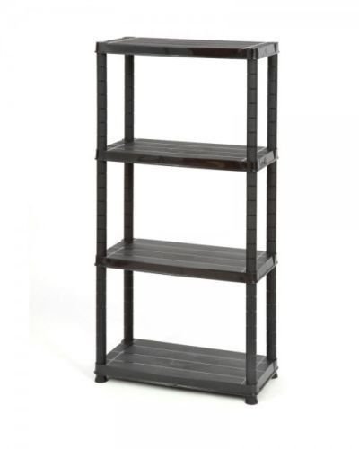 3 Stück Lagerregal, Kunststoffregal in Schwarz. Maße BxTxH pro Regal: 61 x 30,5 x 130 cm. - 2