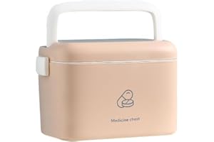 Candeon Medicals Box Storage Box - Multifunctional Double Layer Medicine Cabinet First Aid Box Home Pharmacy Cabinet Portable with Safety Buckle 24x15x16cm for Home Office Car School (Pink)