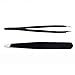 Precision Tweezers with Slanted Tip - AsaVea High Quality Make Up Stainless Steel Tweezers with Slant Design - Best for Brow Shaping and Splinter Removal - Ideal for Travel - Get Perfect Eyebrows Today!(Black)
