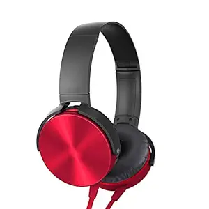 Raptech RT-PLAIN-XB450 Wired Over the Ear Headphone with Mic (Red)