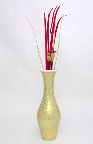 Große Bodenvase mit Glasmosaik 100 cm, Keramik, Goldfarben - 2