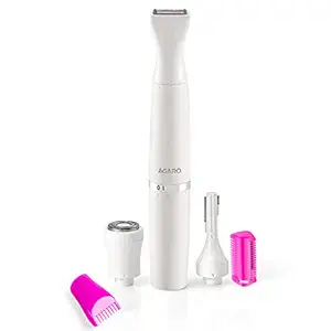 AGARO 2107 Rechargeable Multi Trimmer for Women, Eyebrow, Underarms and Bikini Trimmer, 1 Hour Usage, White (33622)