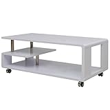 couchtisch weiß hochglanz rund Material: MDF Zora Walter Hochglanz Couchtisch Wei? Rechteckig Beistelltisch Sofatisch Kaffeetisch mit 4 Rollen (2 Davon mit Bremsen),Size;110 x 55 x 43 cm (L x B x H)