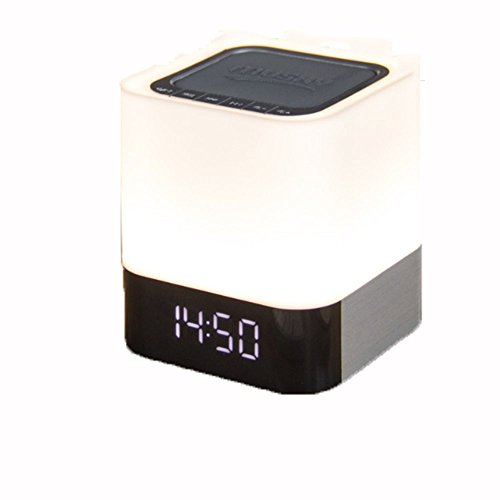 Preisvergleich Produktbild Neue Kreative Tischlampe Lautsprecher LED Bunte Berührung Fütterung Nachtlicht Wecker Bluetooth-Lautsprecher Beste Lampe Für Teenager Männer Frauen Kinderschlaf Hilfe, Weiß