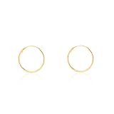aros oro niña argolla Estuche Regalo Pendientes Oro Aro Liso 12X1 mm