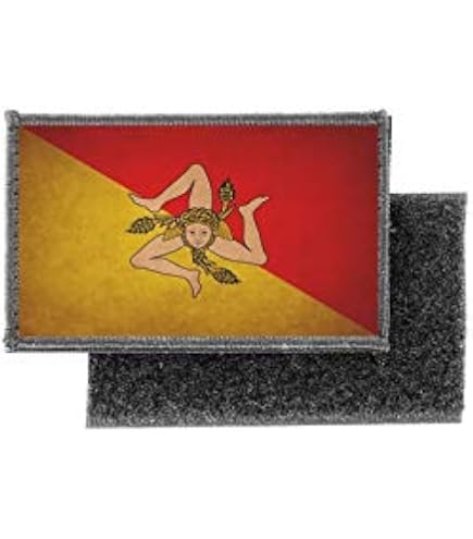 Patch écusson Imprimé Drapeau Sicile Camouflage - Taille 5x8 Cm | Fixation Mâle/femelle Incluse