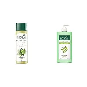 Biotique Bio Bhringraj Ayurvedic Therapeutic Hair Oil, 200ml & Biotique Bio Neem Margosa Anti Dandruff Shampoo and Conditioner, 650ml