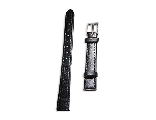 Preisvergleich Produktbild Enez Echt-Leder Lederarmband B:12 mm UHR ersatzarmband Schwarz T165a