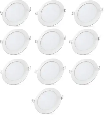 Errol 12 watt Color-White,Round Concealed,Slim,Ceiling/POP/False Ceiling Panel Light (Pack of 10)