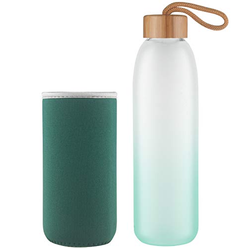 Life4u Bottiglia in Vetro Borraccia in Vetro Borosilicato con Custodia in Neoprene?Senza BPA 500 ml Verde