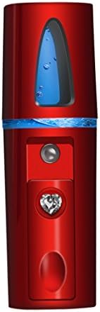 Handheld Ultrasonic Humidifier Nano Spray Facial Steamer Portable Nano Filling Water Meter for Moisturizing Hydrating Recovery Your Beauty Skin with Power Indicator Light and Water Visual (red)