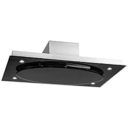 Klarstein Secret Service Black Edition - Hotte aspirante de plafond, 110 cm,800m³/h,3 niveaux,Panneau de commande tactile,Éclairage via 4 LEDs,Timer,4X filtres à graisse, Inox brossé, Noir