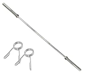 Body Maxx 4 Feet Olympic Professional Straight Barbell Rod with 2 Locks