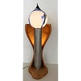 Stehlampe mit indirekter Beleuchtung, Glaskugellampe, Holz, massiv, Edelstahl, Glas