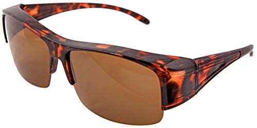 Overglasses Fit Over anteojos de sol Wear over your prescription glasses Polarised UV400 Wrap around Slim Profile Tortoise Brown Lens Categoría 3