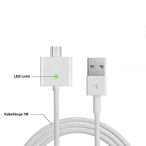 Aufladekabel für Android mit magnetischen 1M Mikro USB-Kabel Sync / Schnellladekabel – LED-Anzeigelampe für Smartphones Samsung, Xiaomi, HTC, Motorola, Nokia, Huawei, Lenovo, LG, Microsoft, Sony, Blackberry, Honor – Magnet-Klick-Verfahren - 3