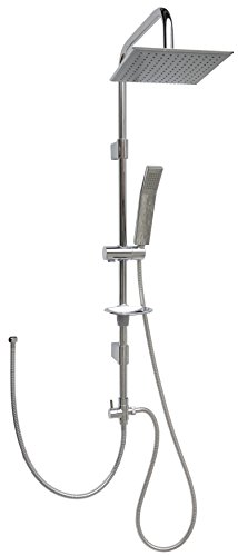 Duschset Brauseset Dusch Brause Set Überkopfbrause Duschstange 100cm Regendusche Kopfbrause Duschsystem Komplettdusche Brausestange Duschbrause variable Halter 40cm-85cm Duschgarnitur für vorhandene Bohrlöcher 2525 25cm x 25cm - 4