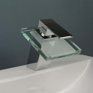 Wasserfall Wasserhahn f. Waschbecken Armatur Chrom Glas, auch f