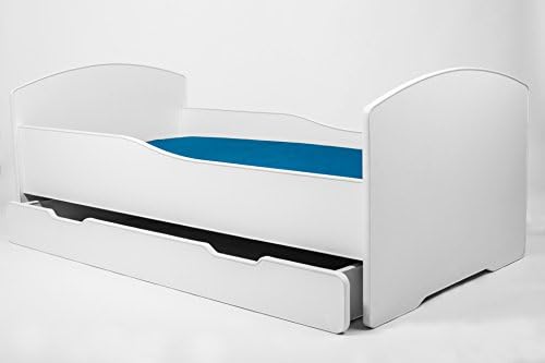 TODDLER KIDS CHILDRENS BED WHITE WITH MATTRESS AND DRAWER 140x70 cm