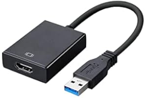 SZJUNXIAO USB a HDMI Adaptador, Adaptador USB a HDIM USB 3.0/2.0 a HDMI HD1080P Audio Video Convertidor convertidor USB 3.0/2.0 a HDIM para PC Laptop Projector HDTV Compatible Windows XP/10/8.1/8/7