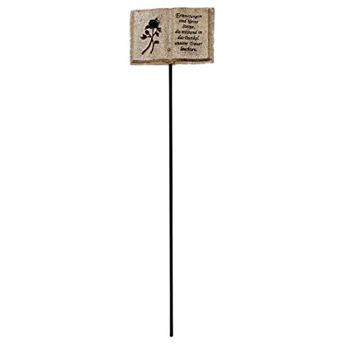 Buch mit Text als Blumenstecker Erdspieß in Sandstein Marmor Optik – Grabschmuck Grab Trauer - 2
