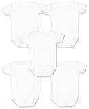 Baby Boys Girls Value Pack of 5 White Cotton Bodysuit Vests sizes from Newborn to 12 Months