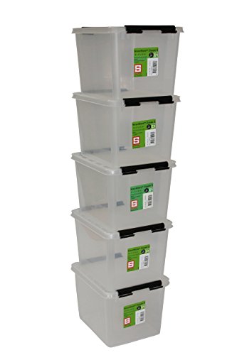 Orthex 35220705 5er Set Clipbox Smart Store Classic 3 Aufbewahrungsbox Plastik 21 x 17 x 26 cm, transparent